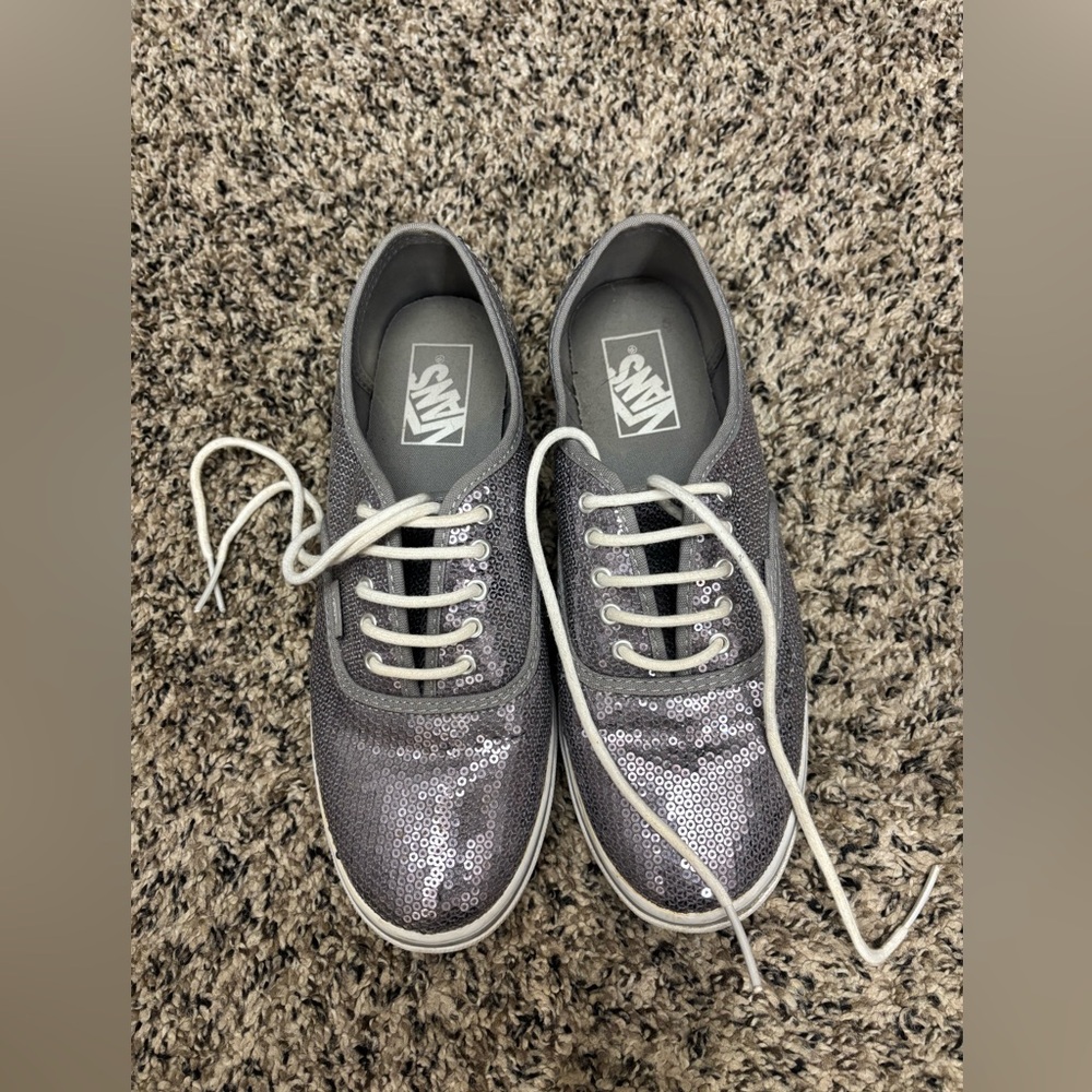 Vans Women's Gray Sequin Low-Top Sneakers